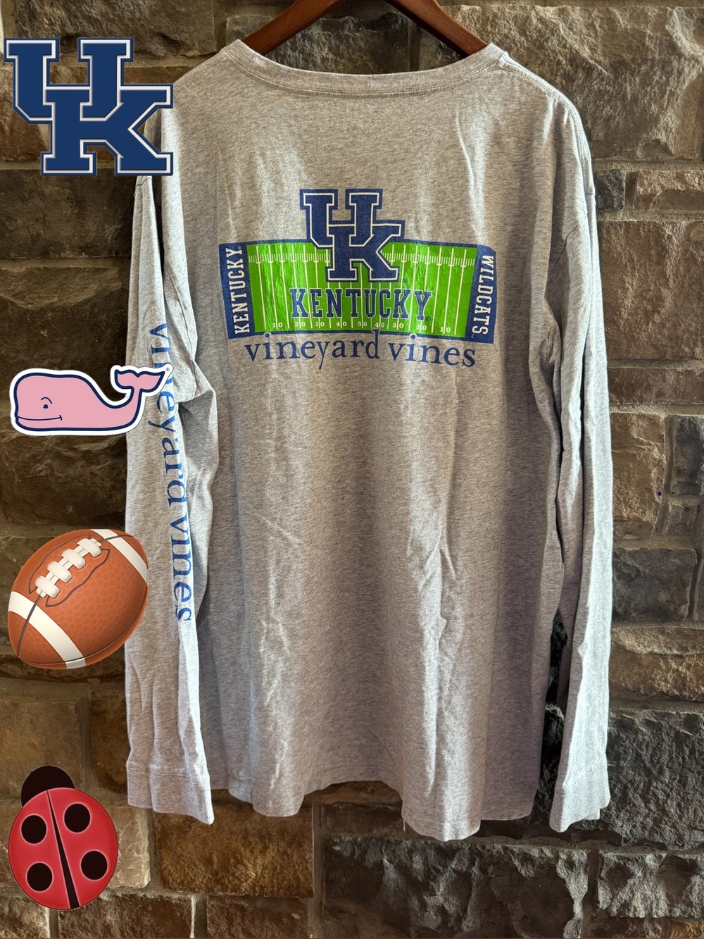 Vineyard Vines Long-Sleeve Kentucky Wildcats Tee with Commonwealth Stadium - XXL